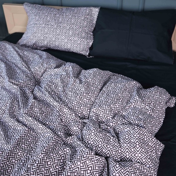 Фото - Комплект постільної білизни MirSon 22-1386 Geometric Black 220х240 (2200010472981)